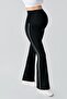 Ribbed Flared Leg High Waist Stretchy Recovery Maternity Leggings - 3