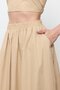 Beige 100% Cotton Flounce Midi Skirt - 5