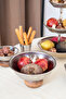 Steel 22 cm Salad Contraceptive Fruit Presentation Bowl with Wooden Legs - 9