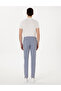 Light Blue Slim Fit Elastic Waist Canvas Trousers 50308080-Vr003 - 4