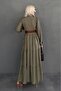 Khaki Striped Button Long Dress Mg2392 - 4