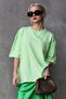 Light Green Crew Neck Basic Oversized T-Shirt Mg1687 - 5