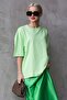 Light Green Crew Neck Basic Oversized T-Shirt Mg1687 - 2