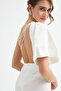 Women's White Slim Fit One Sleeve Backless Mini Dress - 2