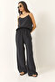 Women's Black Strappy Woven Modal Blouse Trousers Bottom-Top Set 9298 60281024 - 5