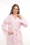 Cotton Pink Colored Hooded Peshtemal Bathrobe, Dressing Gown, Beach Dress - 2