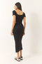 Women's Black Square Neck Short Sleeve Crop Slit Detailed Camisole Bottom-Top Set 60284032 - 7