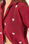 Women's Burgundy Embroidered Heart Oversize Shirt 60251090 - 6