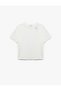 Crew Neck Short Sleeve Cotton T-Shirt with Bow Detail