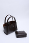 Coffee Color Shk190 Faux Leather Snap Hand, Arm and Shoulder Bag with Removable Makeup Bag - 7