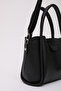 Black Shk190 Faux Leather Snap Closure Hand, Arm and Shoulder Bag with Removable Makeup Bag - 5