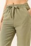 Women's Khaki Tie-Waist Leg Detail Pocketed Linen Carrot Trousers Yp5134 60283180 - 5