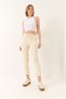 Women's Beige Waist-Tied Linen Carrot Trousers with Pocket Detail Yp5134 60283180 - 2