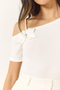 Women's White Floral Detailed Single Sleeve Thin Strap Ottonom Blouse 948 60283230 - 5