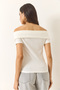 Women's White Ribbon Detailed Manonnda Collar Blouse 949 60283232 - 6