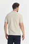 Nikol Men's Cream Lycra Cotton Blend Melange Effect Slim Fit Non-Curling Collar Polo Neck T-Shirt - 4