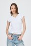 White V-Neck Buttoned Pocket Detailed Slim Fit T-Shirt 2213 - 6