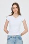 White V-Neck Buttoned Pocket Detailed Slim Fit T-Shirt 2213 - 3