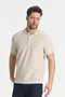 Nikol Men's Cream Lycra Cotton Blend Melange Effect Slim Fit Non-Curling Collar Polo Neck T-Shirt - 5