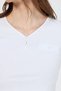 White V-Neck Buttoned Pocket Detailed Slim Fit T-Shirt 2213 - 4