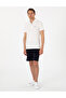 Navy Blue Slim Fit Elastic Waist Lace up Woven Shorts 50305901-Vr033 - 3