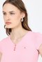 Pink V-Neck Buttoned Pocket Detailed Slim Fit T-Shirt 2213 - 4