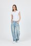 White V-Neck Buttoned Pocket Detailed Slim Fit T-Shirt 2213 - 2