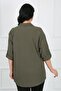 Women's Khaki Wrinkled Plus Size Shirt - 4