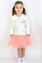 Girls' Long Sleeve Dress Swan Pattern Glitter Crown Printed 1.5-5 Years, Ecru - 3