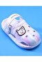 قباقيب بيبيوي مع رباط خلفي وتطريز قطة - أبيض وأرجواني - 3