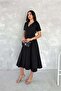Dipmoda Women's Stretchy V-Neck Midi Length Unlined Dress Dpk4179