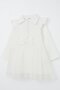 Girl's Long Sleeve Dress with Buttons and Bow, Ages 3-8, Ecru - 6