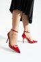 Red Shiny Wrinkled Vegan Leather Stiletto |   9cm Thin Heel |   Pointed Toe |   Stylish Comfortable Women's Shoes - 4