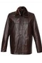 King Size Winter Men's Leather Coat Hazelnut Color - 6