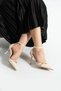 Cream Shiny Wrinkled Vegan Leather Stiletto |   9 cm Thin Heel |   Pointed Toe |   Stylish Comfortable Women's Shoes - 4