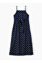 Girls' Navy Blue Polka Dot Spaghetti Strap Maxi Dress - 2