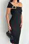 Rochie de damă Dipmoda material elastic detaliu pe umăr lungime midi DPK4196 - 2