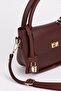 Women's Burgundy Charm Detailed Scarf Adjustable Strap Shoulder and Crossbody Bag Teo - 5