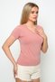 Super Quality V-Neck Close-Fitting Slim Fit Black Short Sleeve Lycra Cotton Women's T-Shirt - 4