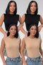 Women's 2 Cream 2Black Crew Neck Cotton Sleeveless Body Zero Sleeve Body Cotton T-Shirt Beige Crew Neck