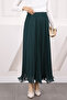 Emerald Green Elastic Waist Pleated Chiffon Skirt