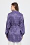 Lilac Patterned Satin Look Rope Lacing Detailed Shirt 4293A - 5