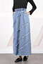 Blue Elastic Waist Pocket Denim Skirt - 3