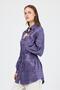 Lilac Patterned Satin Look Rope Lacing Detailed Shirt 4293A - 7