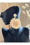 Sun Flower Beach Style Handmade Raffia Earrings
