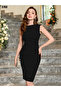 Women's Zero Sleeve Imported Crepe Dress with Shirring Detail on the Sides - 2