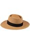 Men's Straw Fedora Hat with Tape Detail Y24750-03 Brown - 3