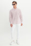 Men's Burgundy 100% Cotton Comfort Fit Relaxed Cut Button Collar Striped Shirt - 2