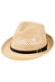 Men's Belt Detailed Straw Fedora Hat Y24750-09 Beige
