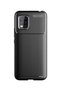غلاف هاتف Xiaomi Mi 10 Lite بنمط كربون Lux Negro سيليكون أسود + واقي شاشة نانو
